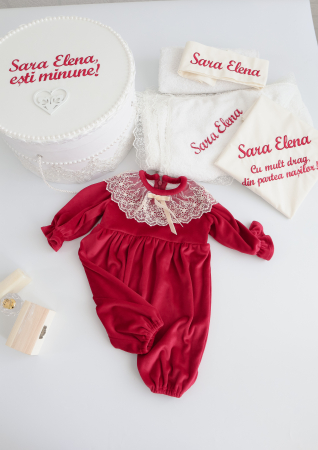 TRUSOURI BOTEZ FETITE - Set botez fetita Candy Cane- Little Claire