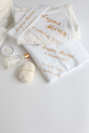 Set botez cu trusou, rochiță și paltonaș – model Angelique [5]