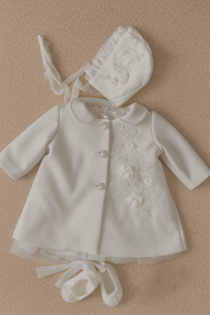 Set botez cu trusou, rochiță și paltonaș – model Angelique [1]