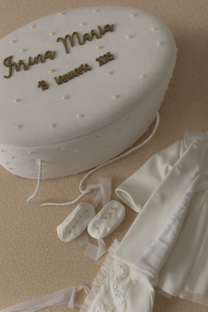 Set botez cu trusou, rochiță și paltonaș – model Angelique [2]