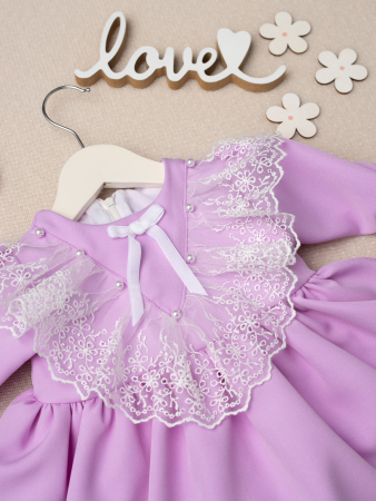 Set Botez Fetiță – Cufăr Personalizat, Rochiță Douche Lavande și Trusou din Muselină [4]