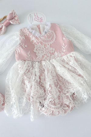 Set botez fetita Dorothea- roz pudra [3]