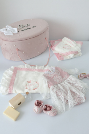 Set botez fetita Dorothea- roz pudra [5]