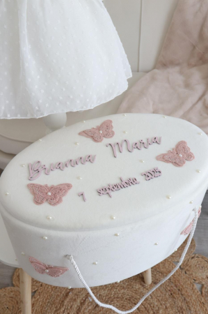 Set botez fetita Isabella, trusou muselina si rochita decor fluturasi [8]