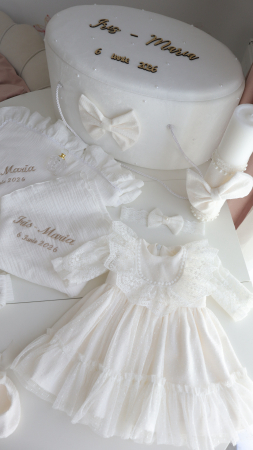 SETURI BOTEZ FETITE - Set botez Lace Heirloom – eleganță delicată pentru o zi de poveste