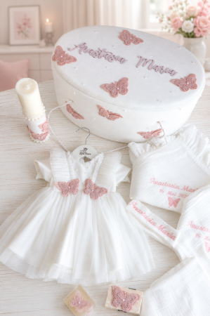 SETURI BOTEZ FETITE - Set botez Odette , varianta fluturasi roz