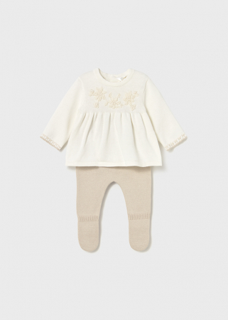 CADOURI PENTRU BEBELUSI - Set cadou nou nascut fetita pulover si pantalon cu botosei