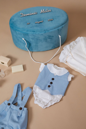 SETURI BOTEZ BAIETEI - Set complet botez baietel Azure Elegance- Varianta muselina