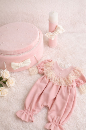 SETURI BOTEZ FETITE - Set complet botez Rosa Belle -pentru fetite, nuante pastel, calitate superioara