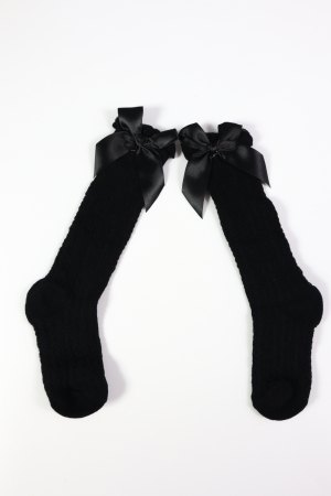ACCESORII - Șosete lungi cu fundă negre