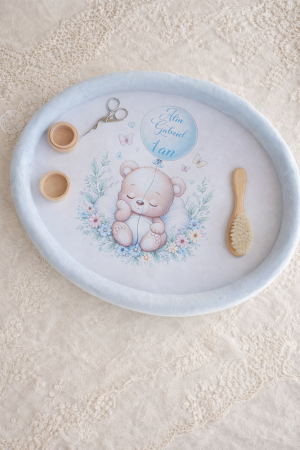 PRIMA ANIVERSARE - Tavita aniversara ursulet catifea baby blue