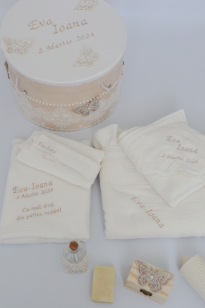 TRUSOURI BOTEZ FETITE - Trusou botez complet muselina Ioana