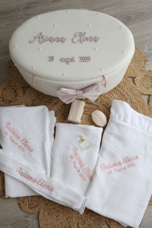 TRUSOURI BOTEZ FETITE - Trusou botez fetita de lux muselina Agatha by Little Claire