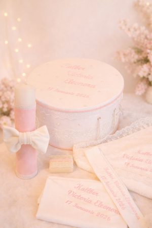 TRUSOURI BOTEZ FETITE - Trusou botez fetita personalizat , detalii roz