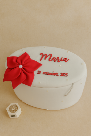 Trusou de botez complet, elegant– cu cufăr personalizat decorat cu Floare realizata manual [1]