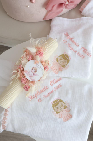 Trusou de botez personalizat cu cufăr și set complet din muselină certificata OEKO-TEX [5]
