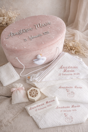 SETURI BOTEZ FETITE - Trusou tematica lebada - muselina