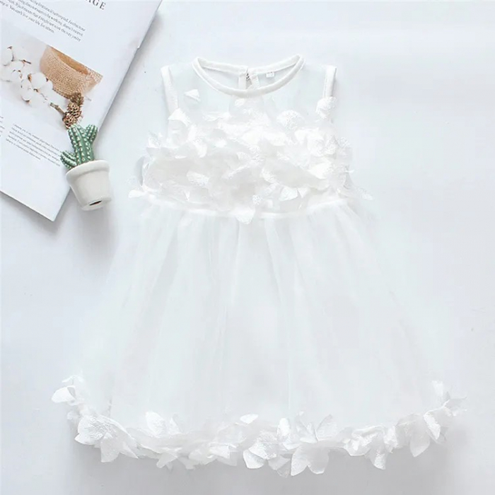 Rochie alba de botez cu aplicatii si tulle [3]