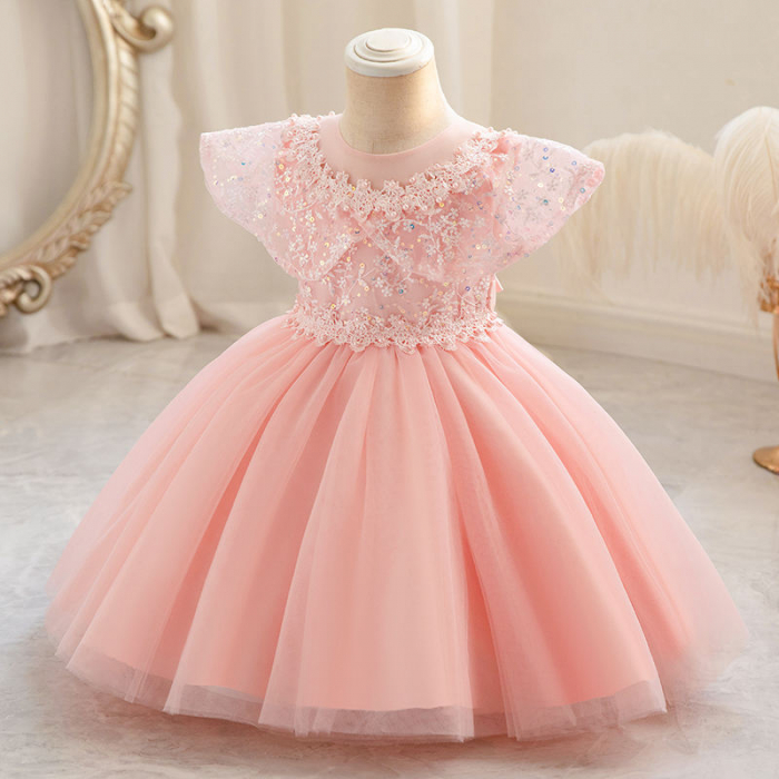Rochie roz de printesa cu paiete si tulle [2]