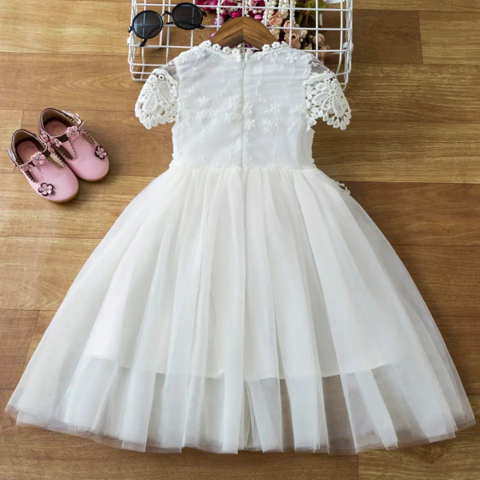 Rochie ivoire de printesa cu floricele brodate [4]