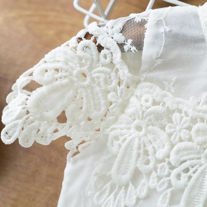 Rochie ivoire de printesa cu floricele brodate [3]