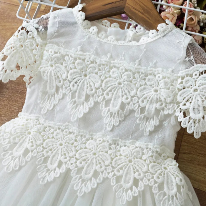 Rochie ivoire de printesa cu floricele brodate [2]