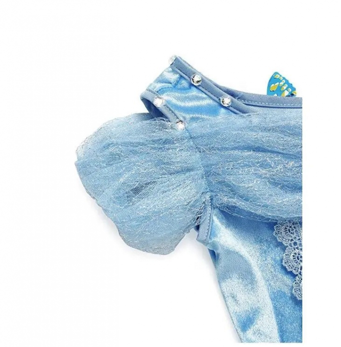 Rochie albastra lunga de printesa cu fluturasi aplicati si tulle [2]