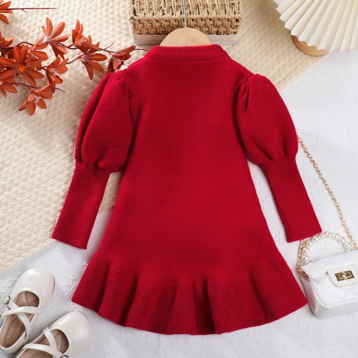 Rochie rosie tricotata cu inimioara [2]