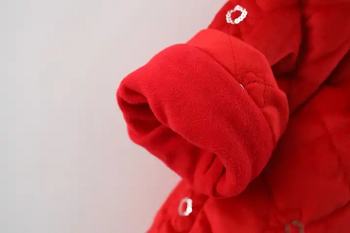 Rochie rosie de iarna cu guler alb [3]
