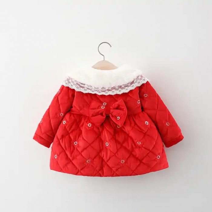 Rochie rosie de iarna cu guler alb [2]
