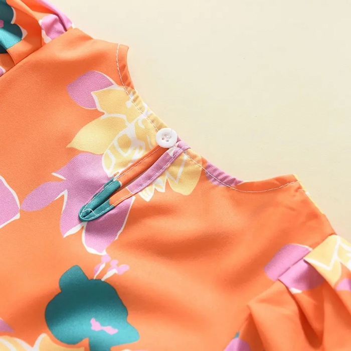 Rochie portocalie cu floricele [3]
