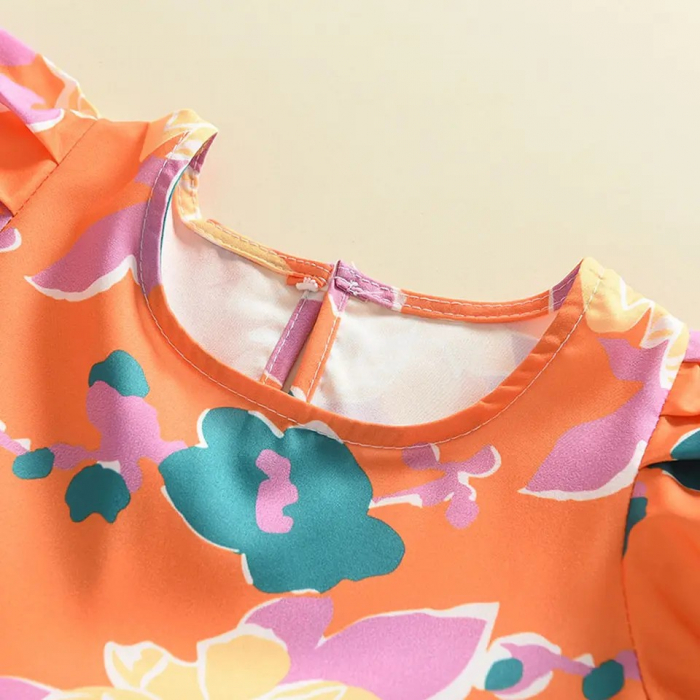 Rochie portocalie cu floricele [2]