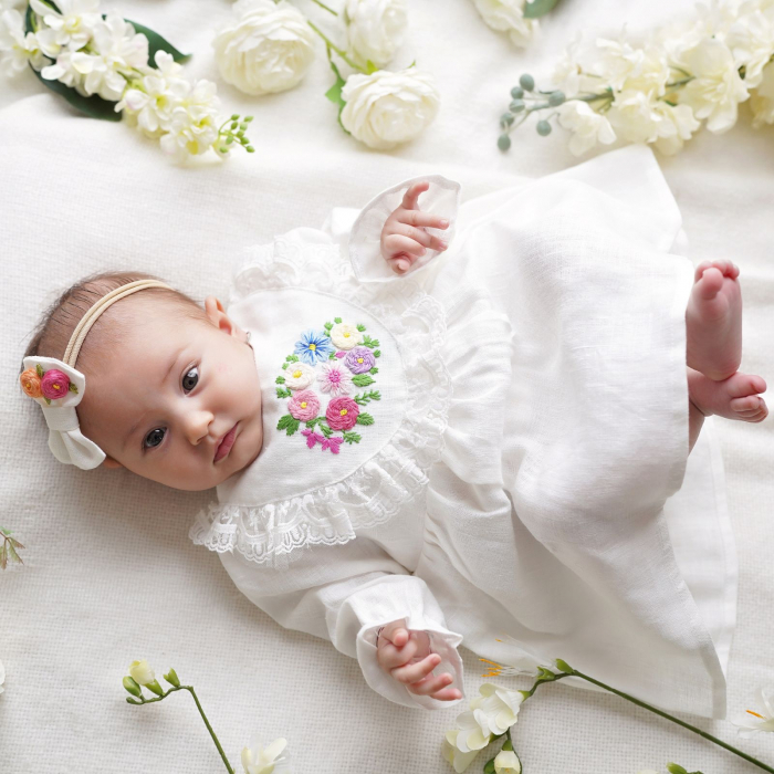 Rochie alba din in prespalat, Eva [2]