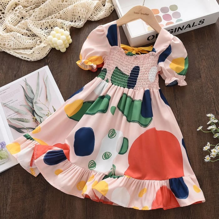 rochie-roz-cu-maneca-scurta-si-buline-colorate.jpg [1]