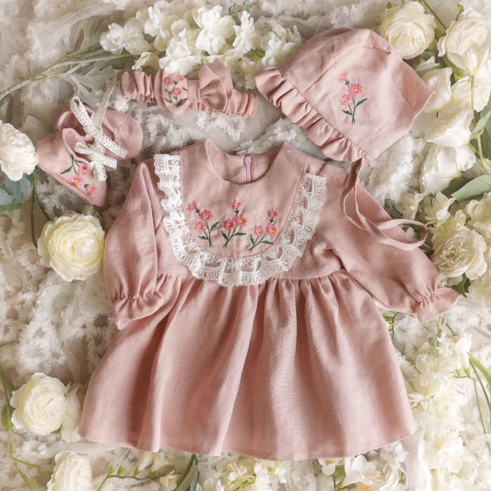 Rochie roz din in prespalat, Eva [2]