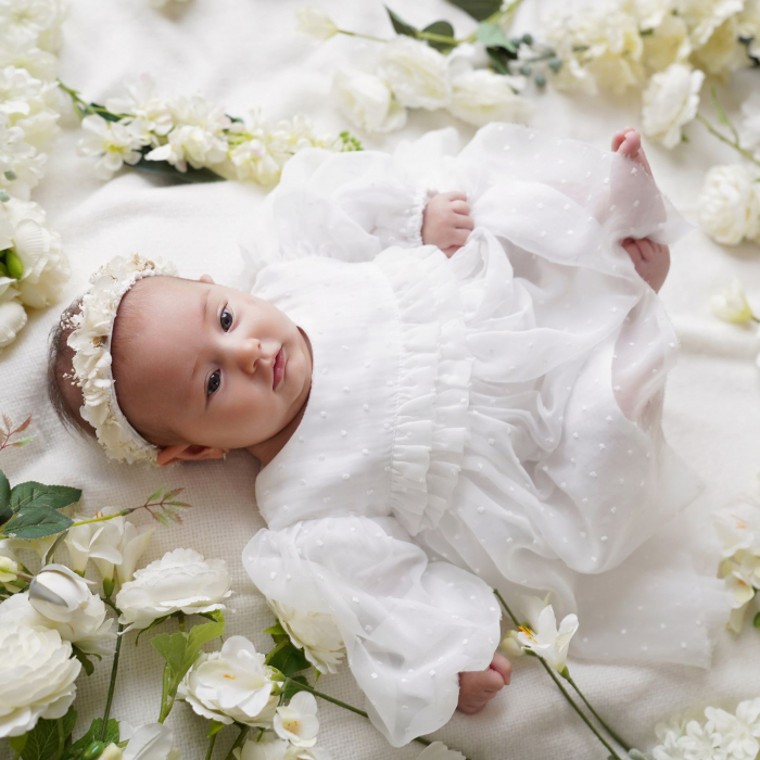 Rochie de botez din voal cu picouri, Valeria [3]