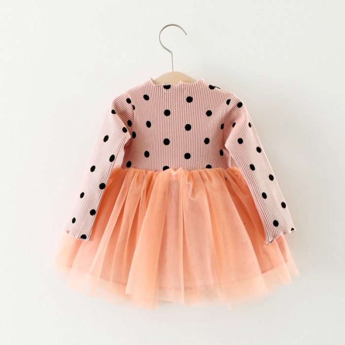 Rochie fete cu buline și tulle piersică [2]