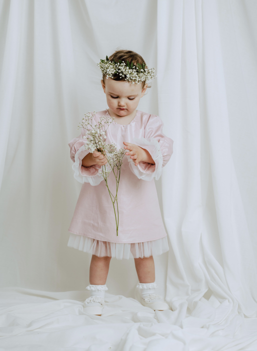 Rochie fete Roz pastel din Bumbac, Luna [3]