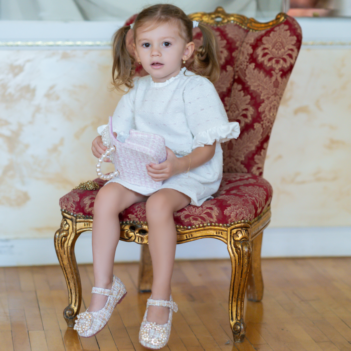 Rochie fete din Tweed cu insertii Roz, Amy [2]
