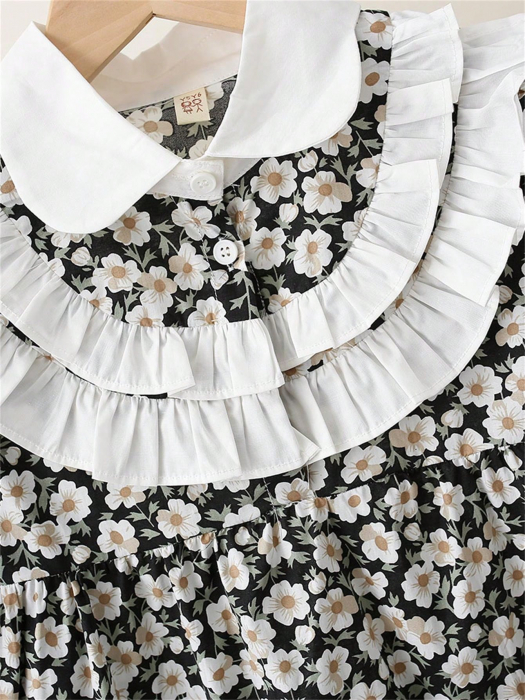 Rochie cu floricele, volane si guler din dantela [5]