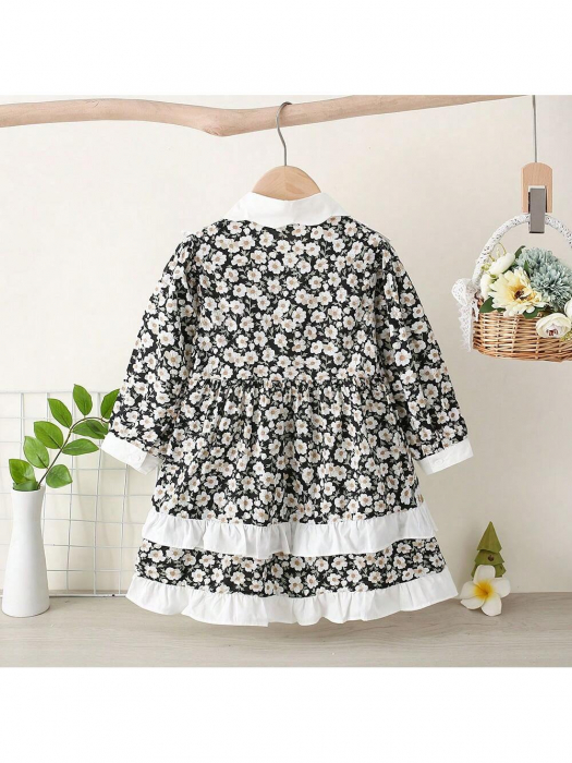 Rochie cu floricele, volane si guler din dantela [2]