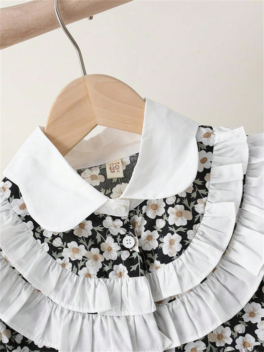 Rochie cu floricele, volane si guler din dantela [3]