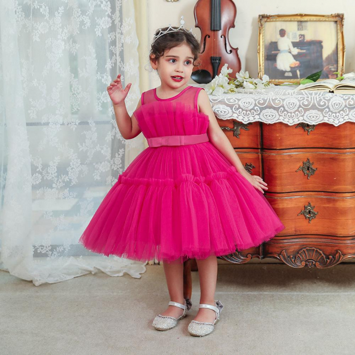 Rochie fucsia din tulle cu sectiuni transparente [3]