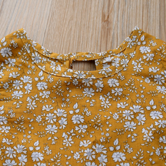 Rochie muștar cu floricele albe [2]