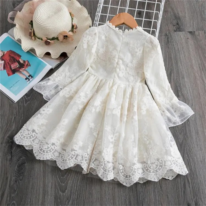 Rochie lunga crem cu flori brodate Little Dress [2]