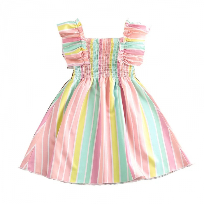 Rochie de vara cu dungi si volanase la umeri [3]