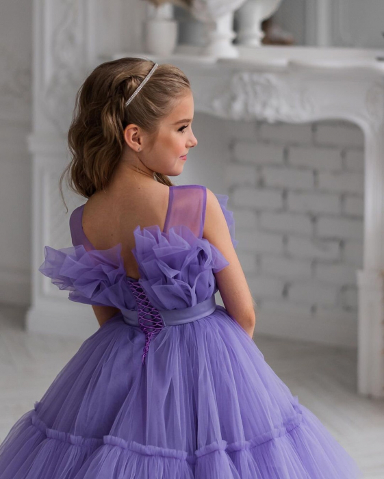 Rochie mov din tulle cu sectiuni transparente [2]