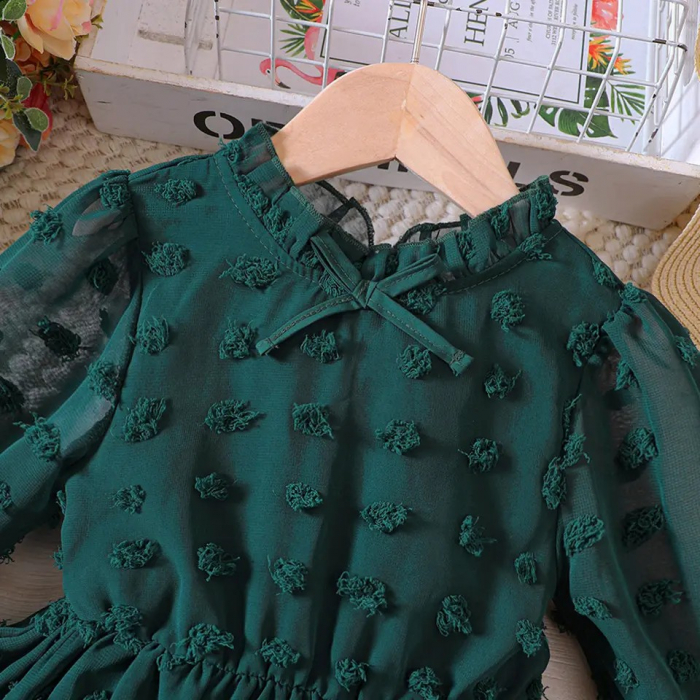 Rochie verde de voal cu buline si sectiuni transparente [2]