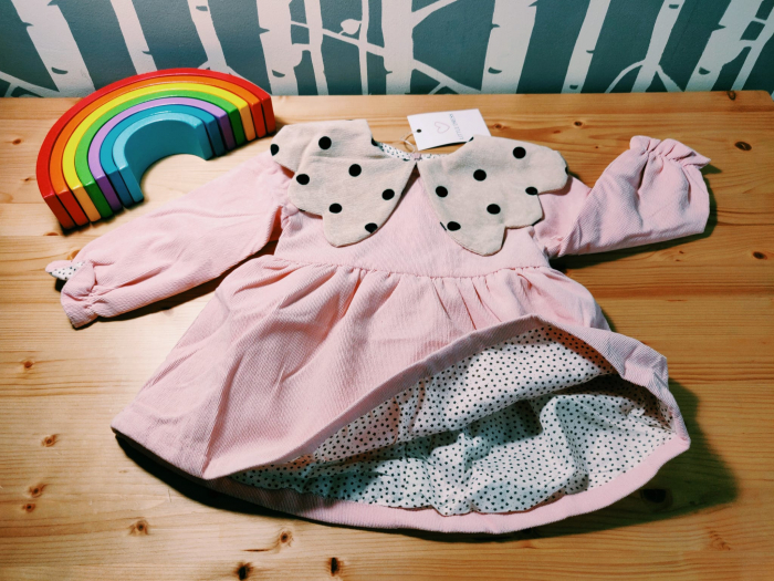 Rochie roz cu guler cu buline [8]