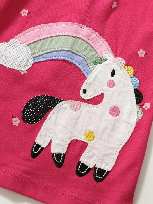 Rochie magenta de vara cu unicorn si curcubeu [4]
